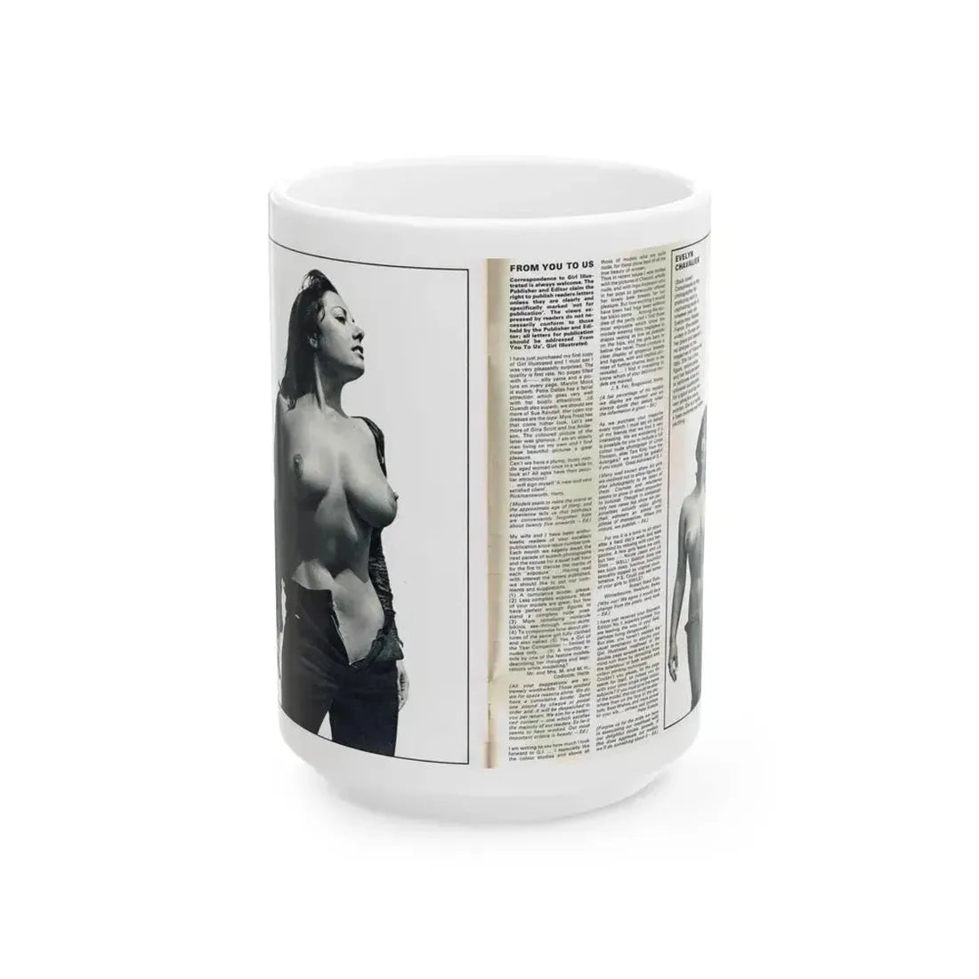 June Palmer #139 - Topless Magazine Spread (Vintage Female Icon) White Coffee Mug 15oz - Go Mug Yourself