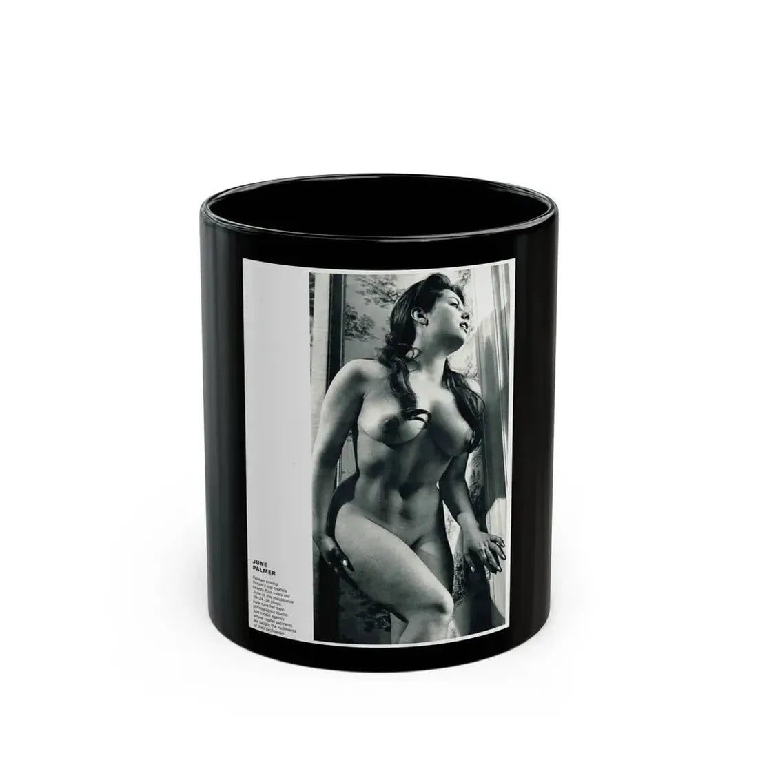 June Palmer #140 - Nude (Vintage Female Icon) Black Coffee Mug 11oz - Go Mug Yourself