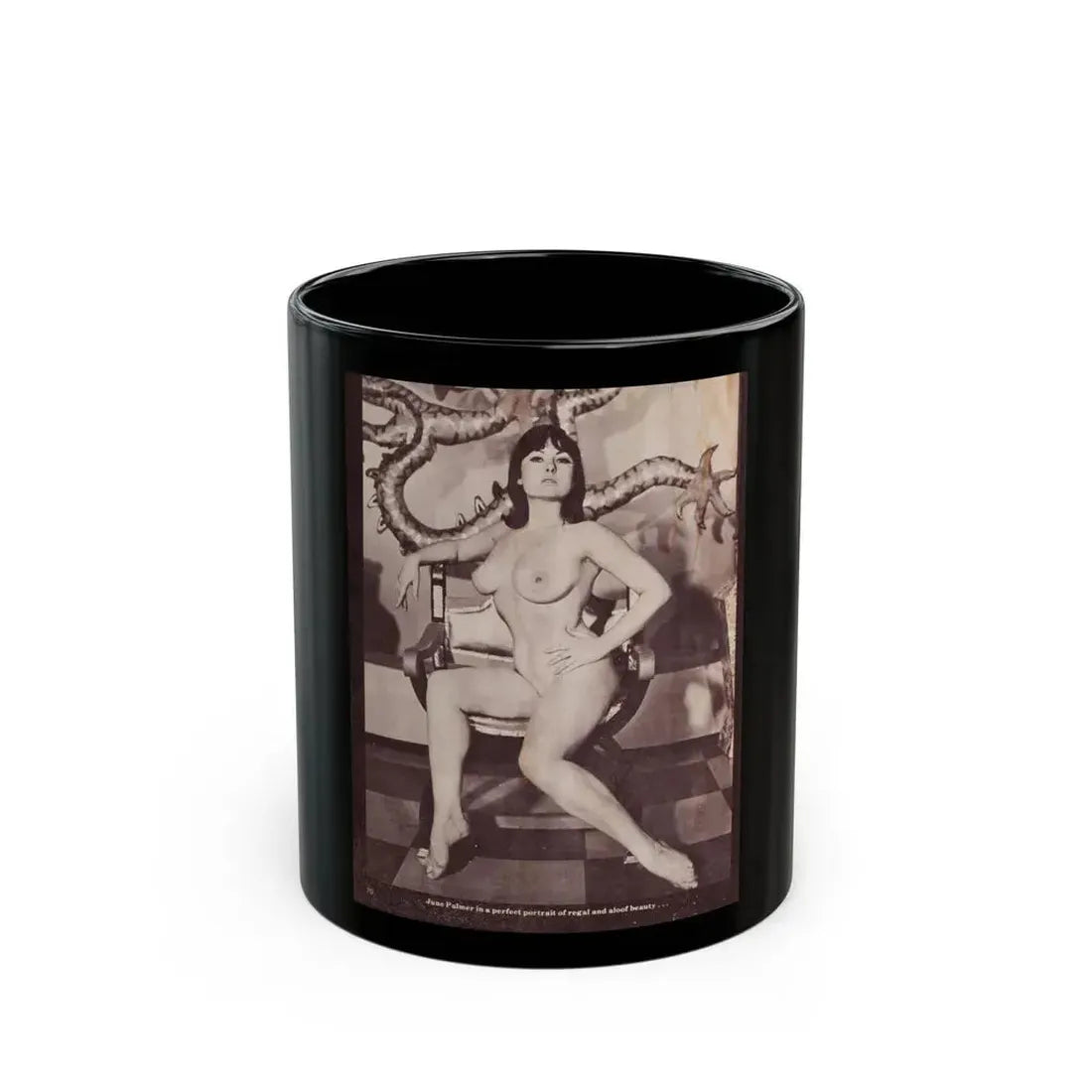 June Palmer #141 - Nude (Vintage Female Icon) Black Coffee Mug 11oz - Go Mug Yourself