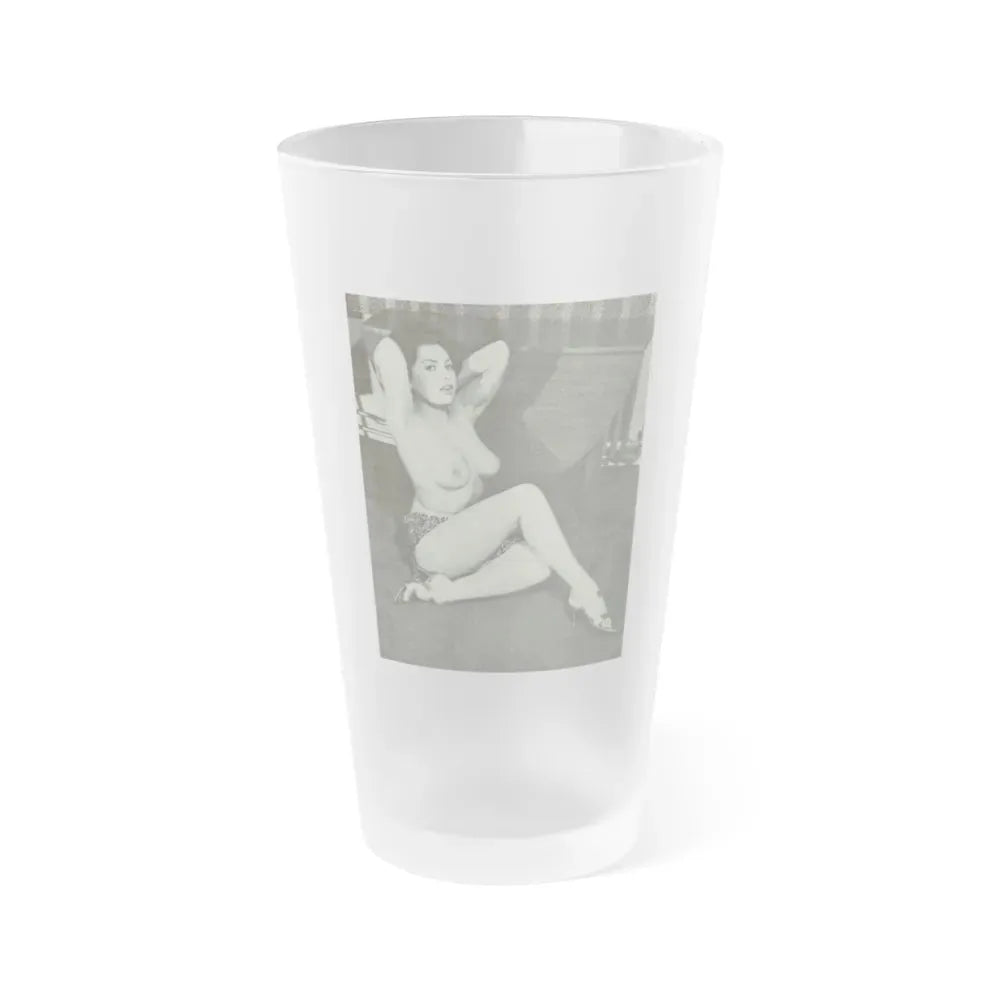 June Palmer #147 - Topless (Vintage Female Icon) Frosted Pint Glass 16oz 16oz Frosted - Go Mug Yourself