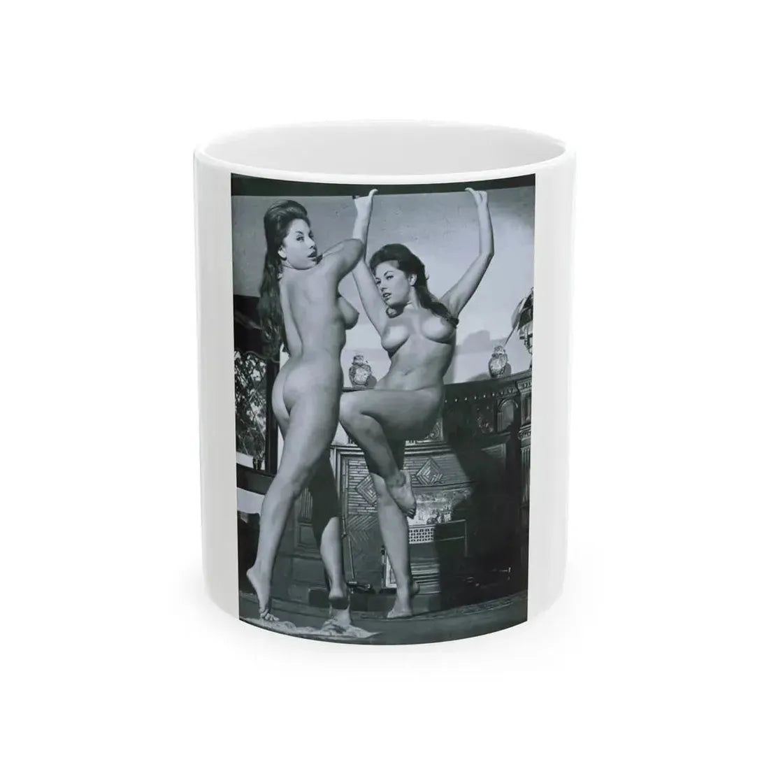 June Palmer #148 - Topless (Vintage Female Icon) White Coffee Mug 11oz - Go Mug Yourself