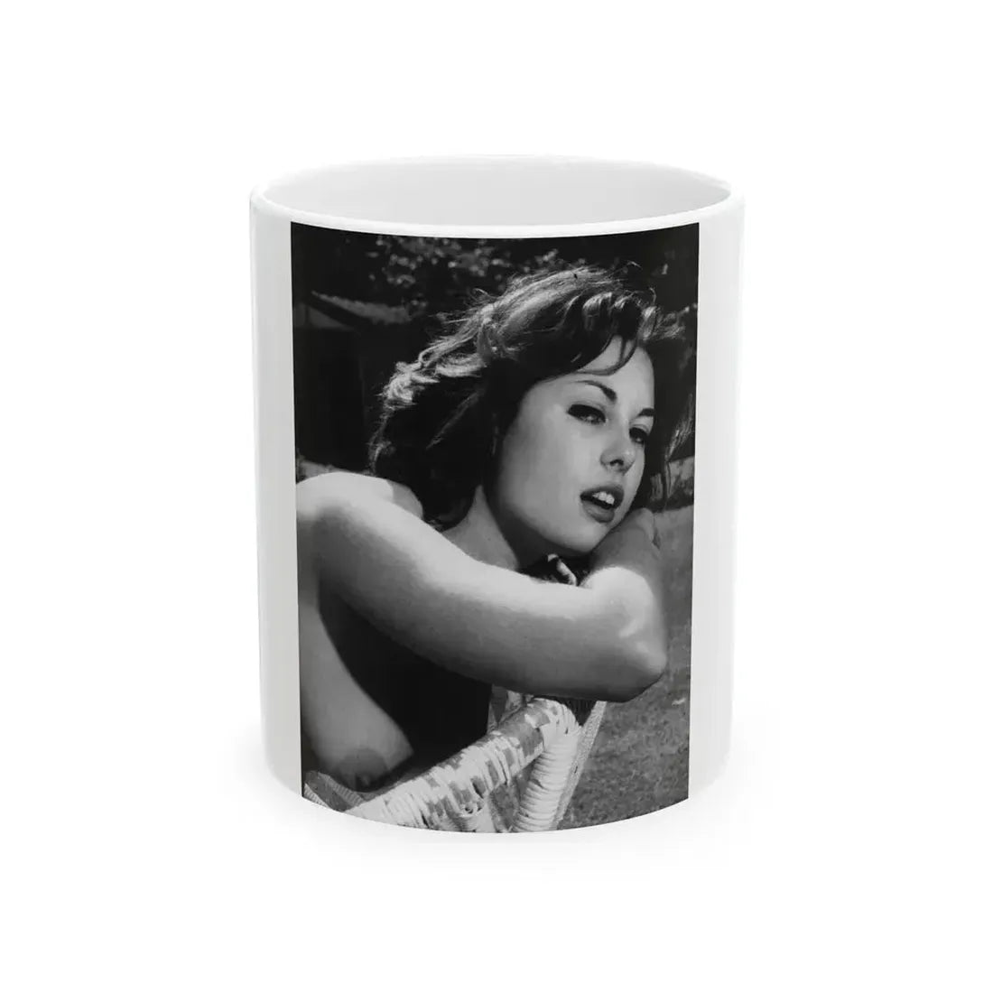 June Palmer #153 - Topless (Vintage Female Icon) White Coffee Mug 11oz - Go Mug Yourself
