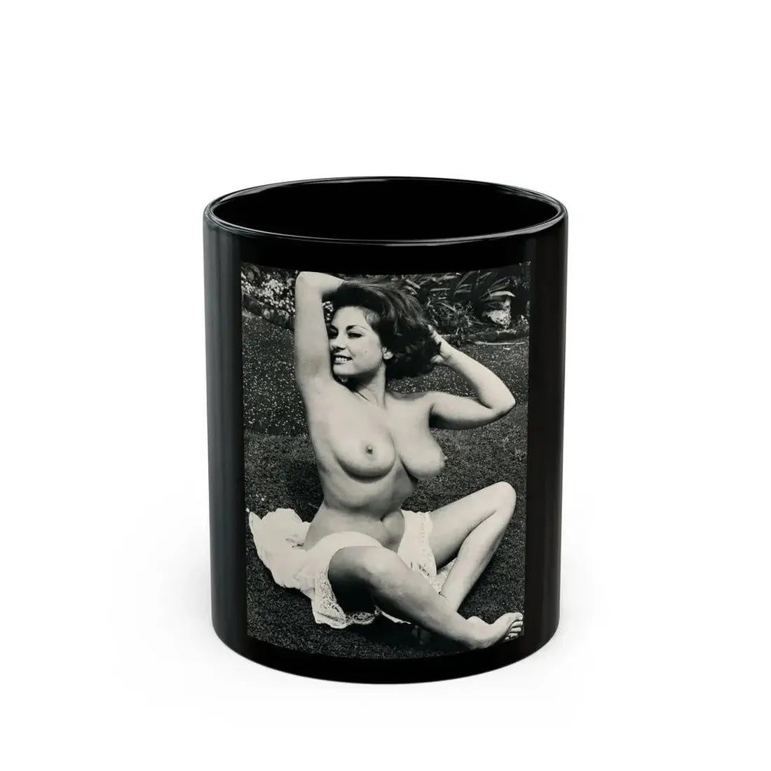 June Palmer #154 - Topless (Vintage Female Icon) Black Coffee Mug 11oz - Go Mug Yourself