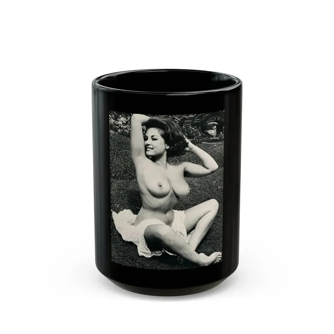 June Palmer #154 - Topless (Vintage Female Icon) Black Coffee Mug 15oz - Go Mug Yourself