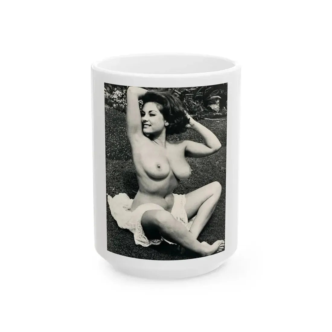 June Palmer #154 - Topless (Vintage Female Icon) White Coffee Mug 15oz - Go Mug Yourself