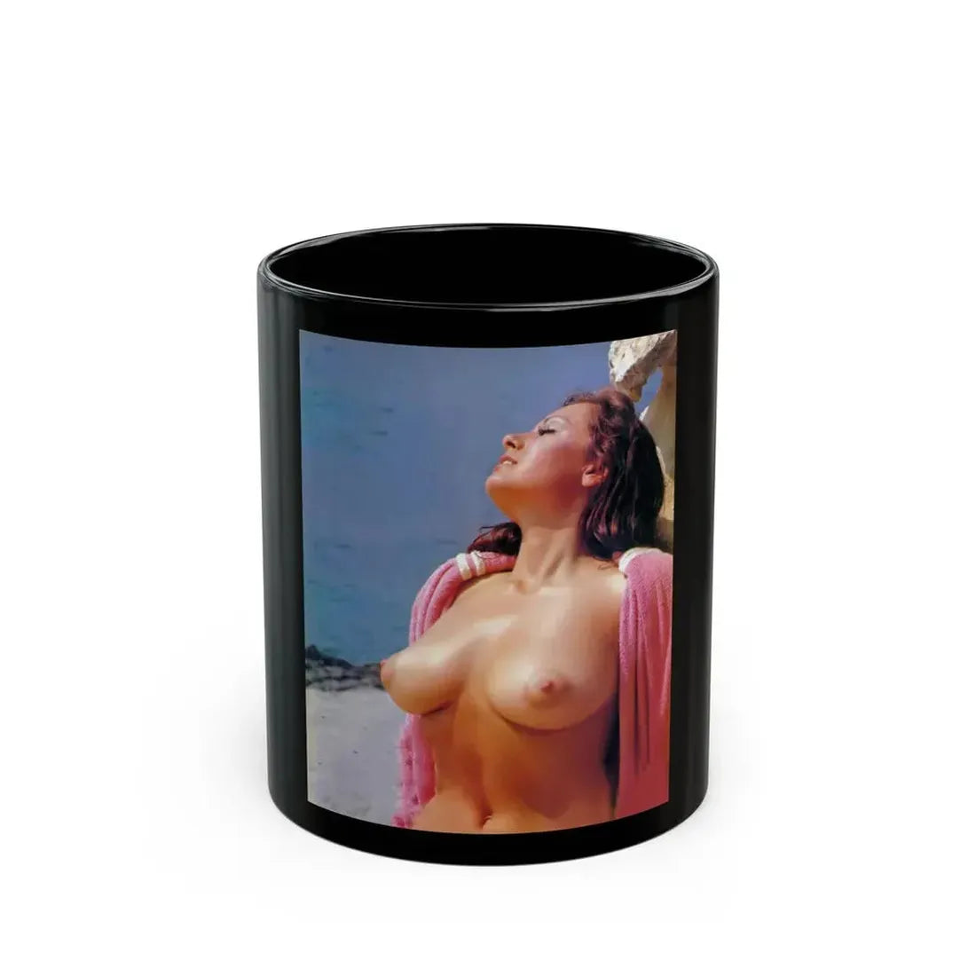 June Palmer #164 - Topless (Vintage Female Icon) Black Coffee Mug 11oz - Go Mug Yourself