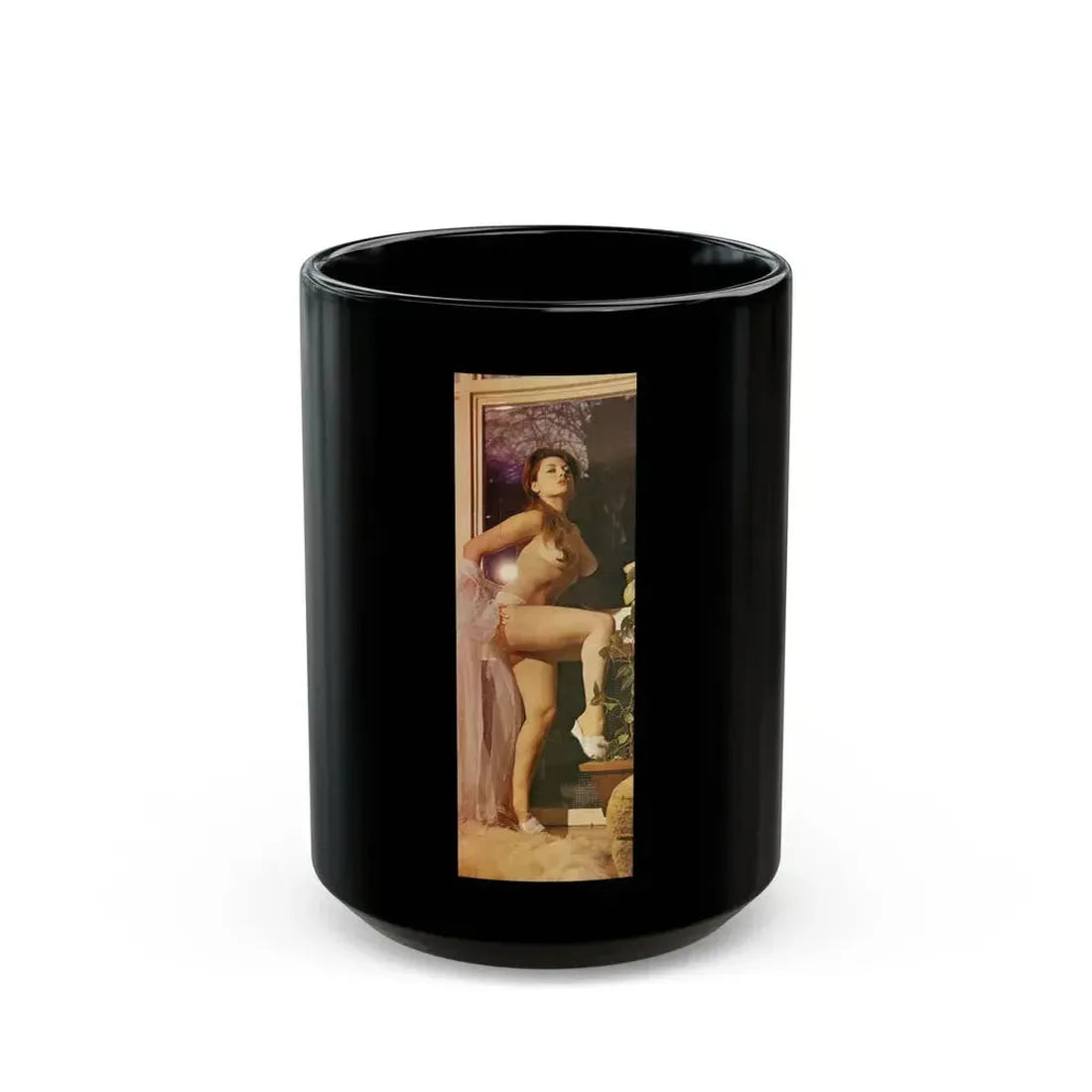 June Palmer #170 - Topless (Vintage Female Icon) Black Coffee Mug 15oz - Go Mug Yourself
