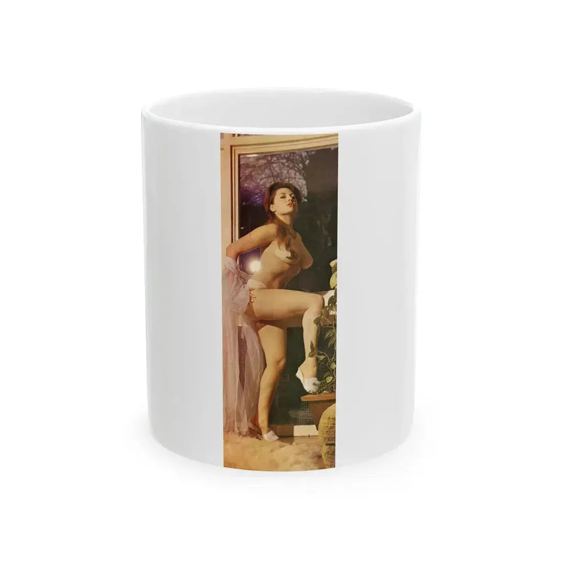 June Palmer #170 - Topless (Vintage Female Icon) White Coffee Mug 11oz - Go Mug Yourself