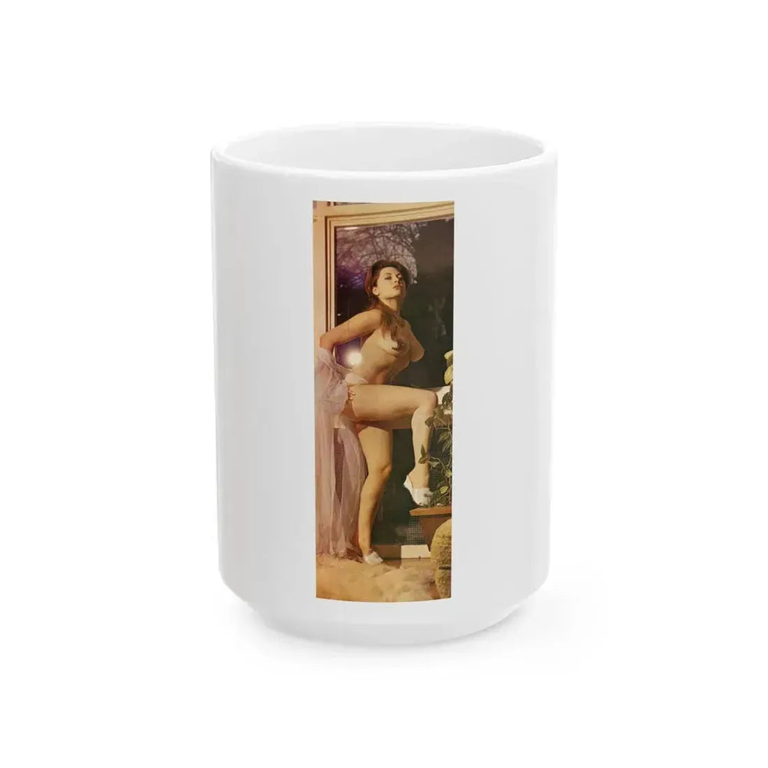 June Palmer #170 - Topless (Vintage Female Icon) White Coffee Mug 15oz - Go Mug Yourself