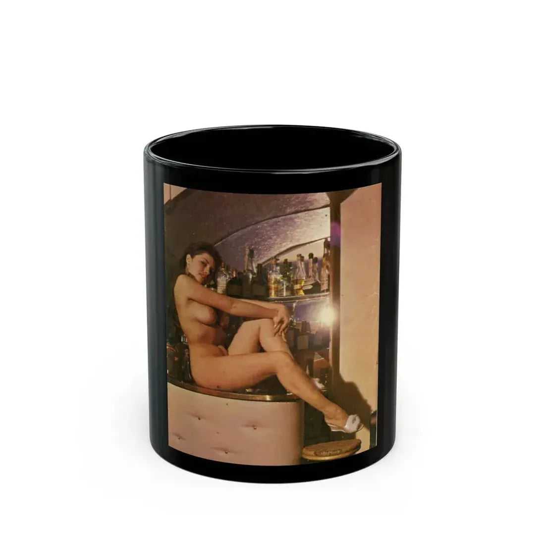June Palmer #172 - Topless (Vintage Female Icon) Black Coffee Mug 11oz - Go Mug Yourself