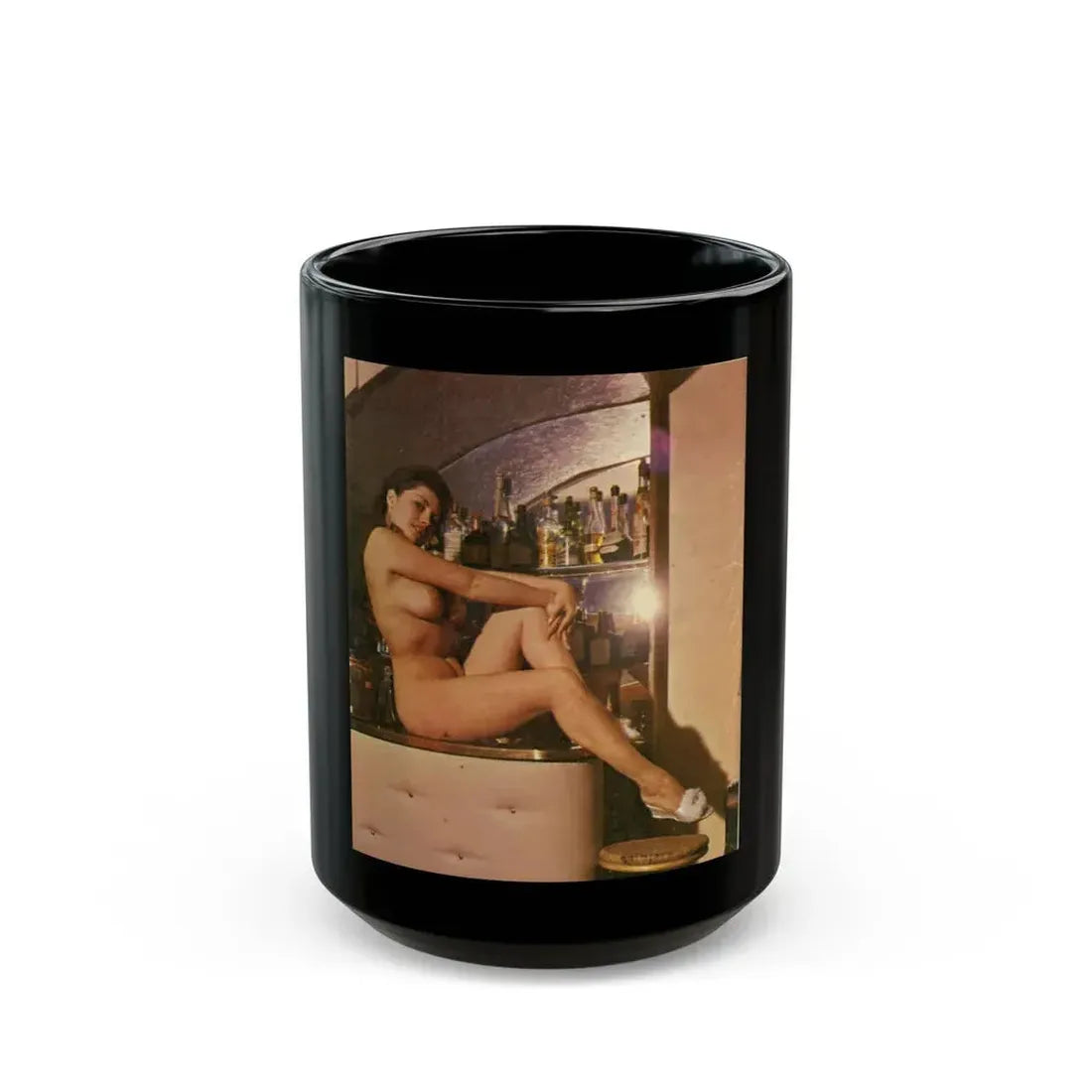 June Palmer #172 - Topless (Vintage Female Icon) Black Coffee Mug 15oz - Go Mug Yourself