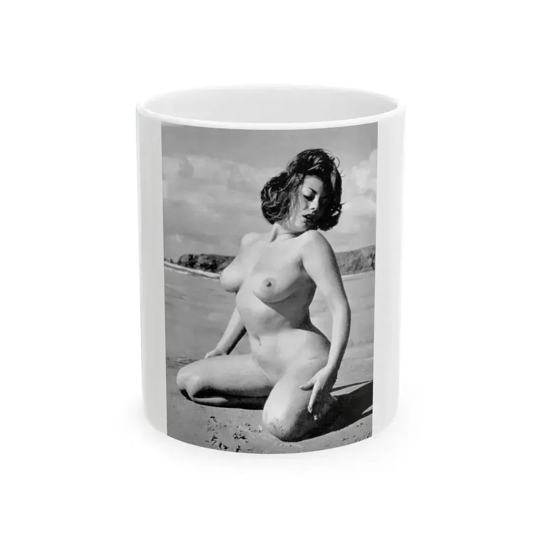 June Palmer #175 - Topless (Vintage Female Icon) White Coffee Mug 11oz - Go Mug Yourself