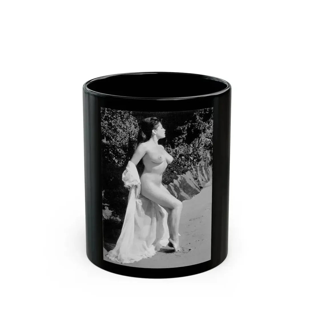 June Palmer #176 - Topless (Vintage Female Icon) Black Coffee Mug 11oz - Go Mug Yourself