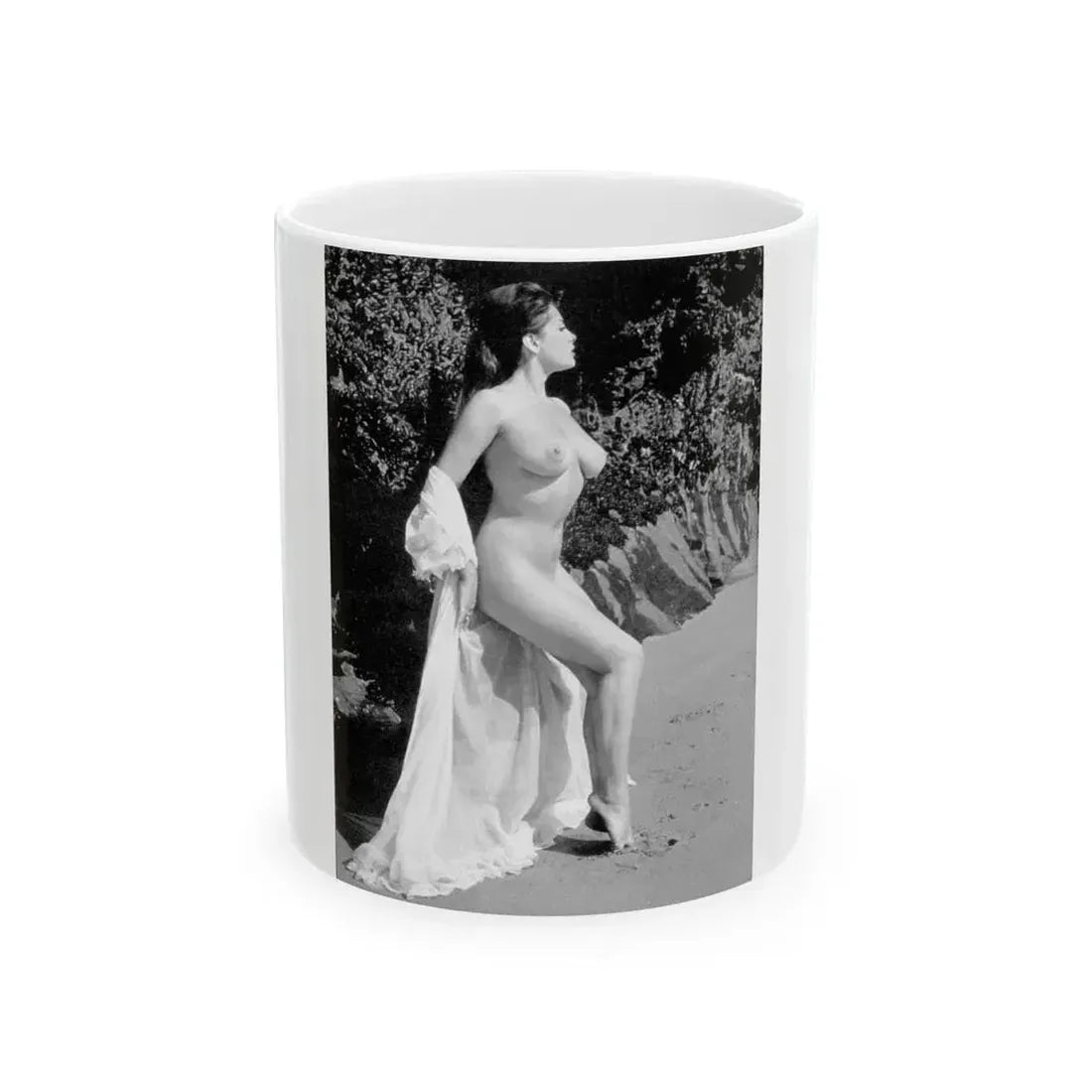 June Palmer #176 - Topless (Vintage Female Icon) White Coffee Mug 11oz - Go Mug Yourself