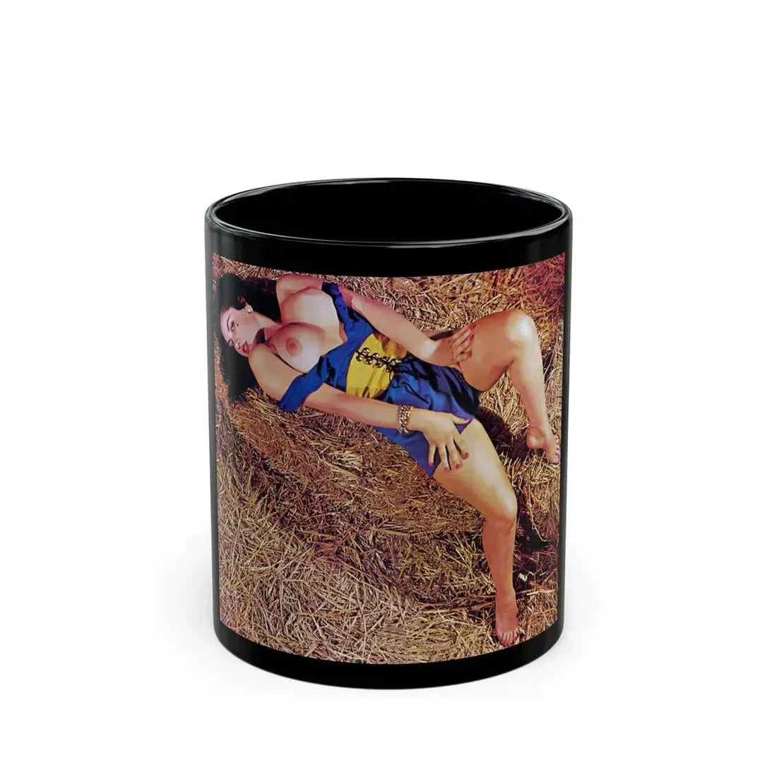 June Palmer #177 - Topless (Vintage Female Icon) Black Coffee Mug 11oz - Go Mug Yourself