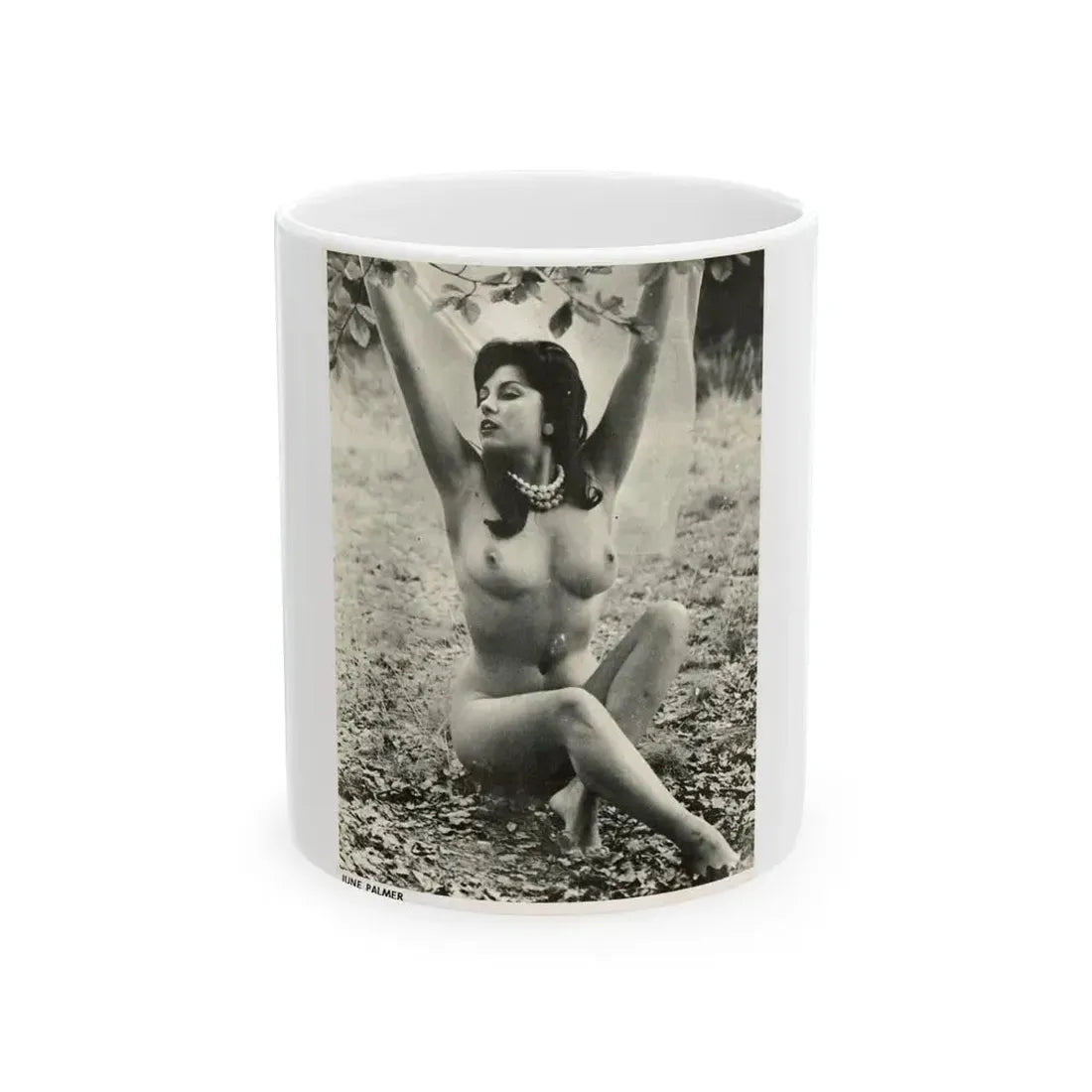 June Palmer #178 - Topless (Vintage Female Icon) White Coffee Mug 11oz - Go Mug Yourself