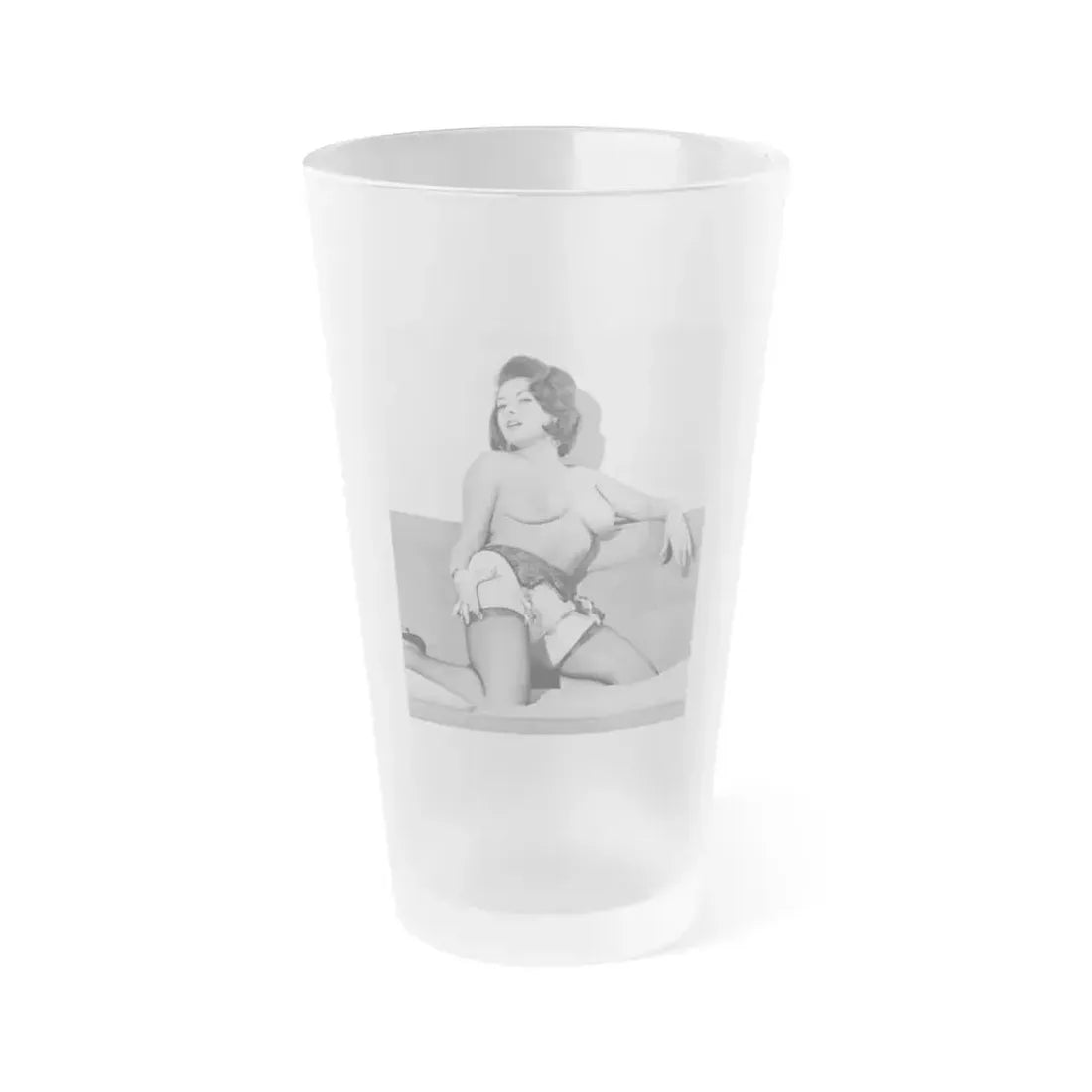 June Palmer #180 - Topless (Vintage Female Icon) Frosted Pint Glass 16oz 16oz Frosted - Go Mug Yourself