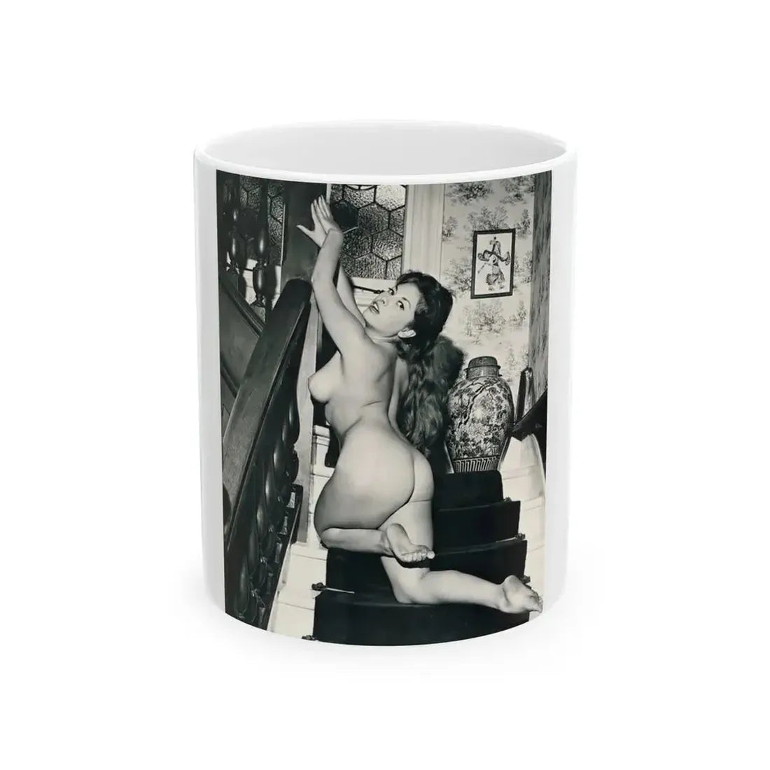 June Palmer #182 - Topless (Vintage Female Icon) White Coffee Mug 11oz - Go Mug Yourself