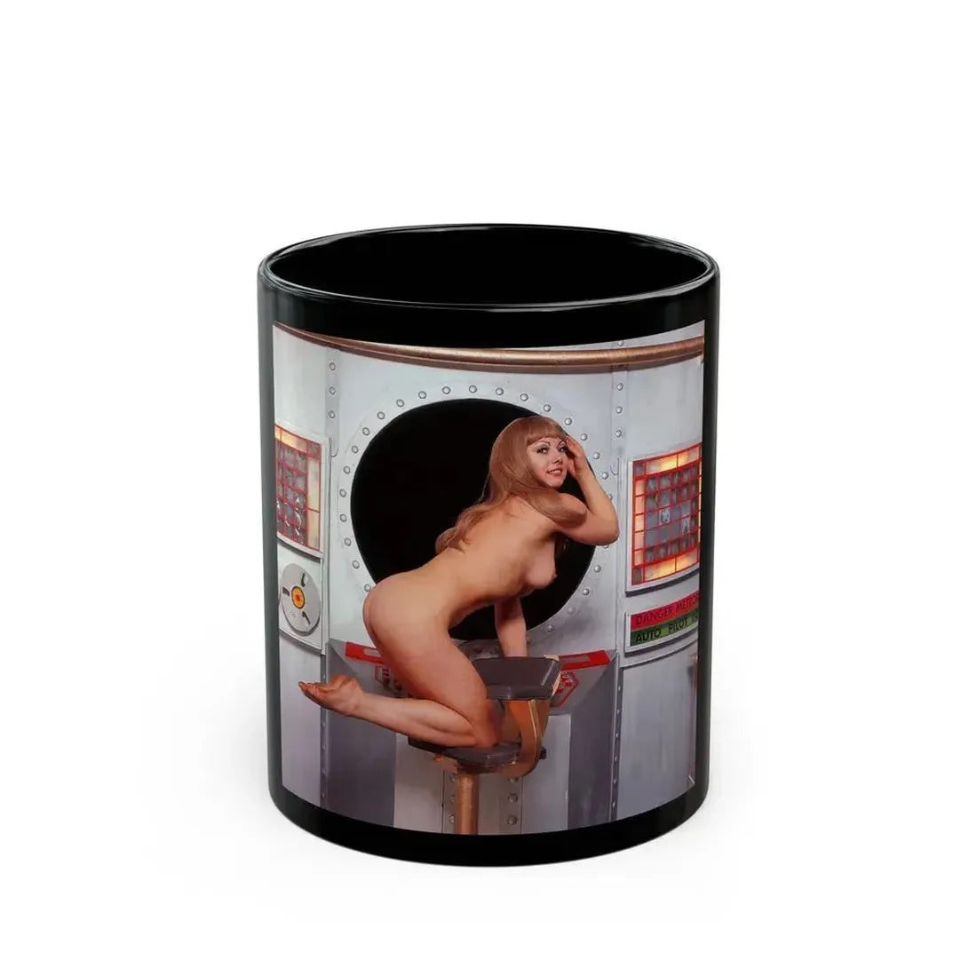June Palmer #183 - Topless (Vintage Female Icon) Black Coffee Mug 11oz - Go Mug Yourself