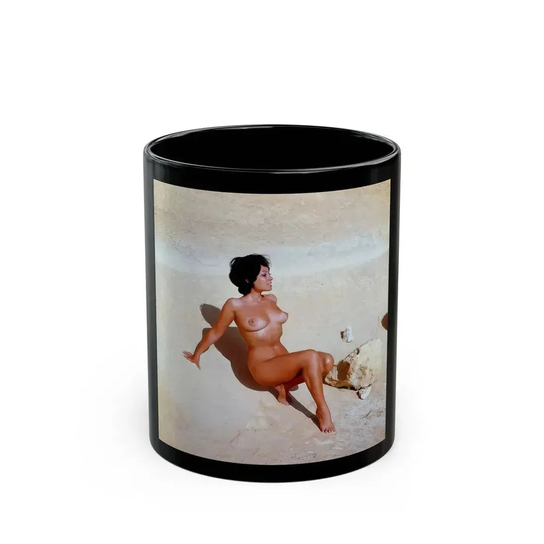 June Palmer #184 - Topless (Vintage Female Icon) Black Coffee Mug 11oz - Go Mug Yourself