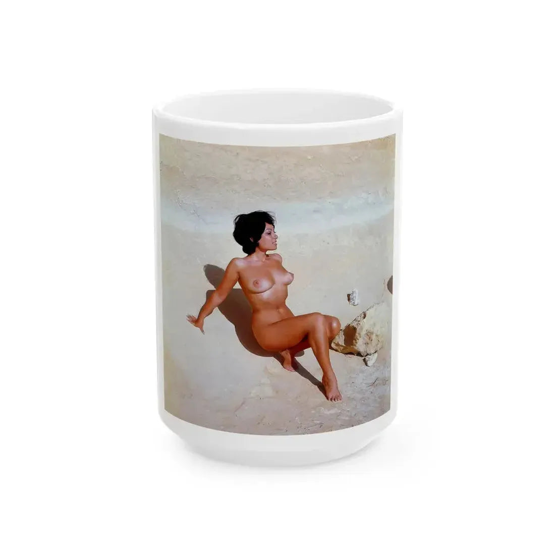 June Palmer #184 - Topless (Vintage Female Icon) White Coffee Mug 15oz - Go Mug Yourself