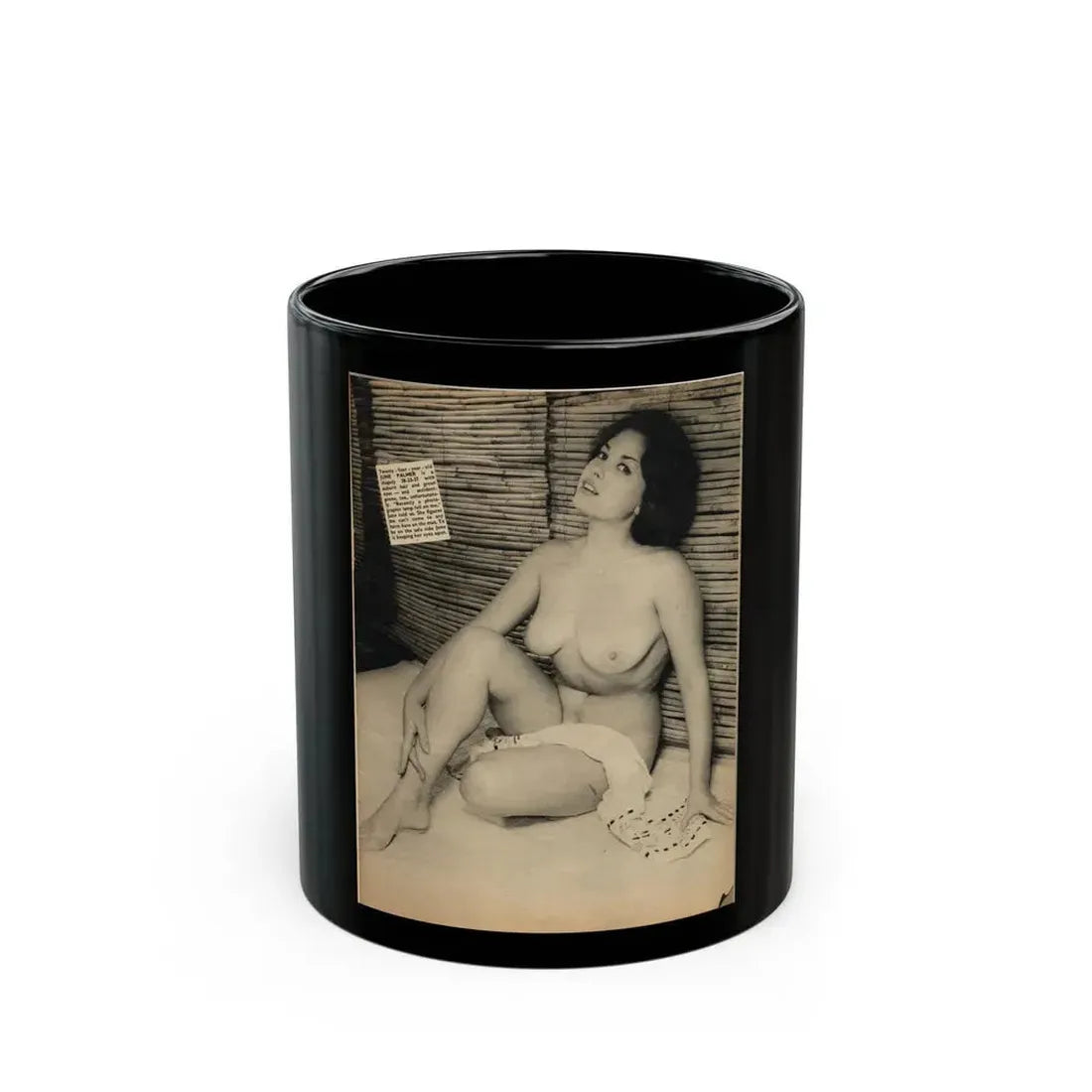 June Palmer #187 - Topless (Vintage Female Icon) Black Coffee Mug 11oz - Go Mug Yourself