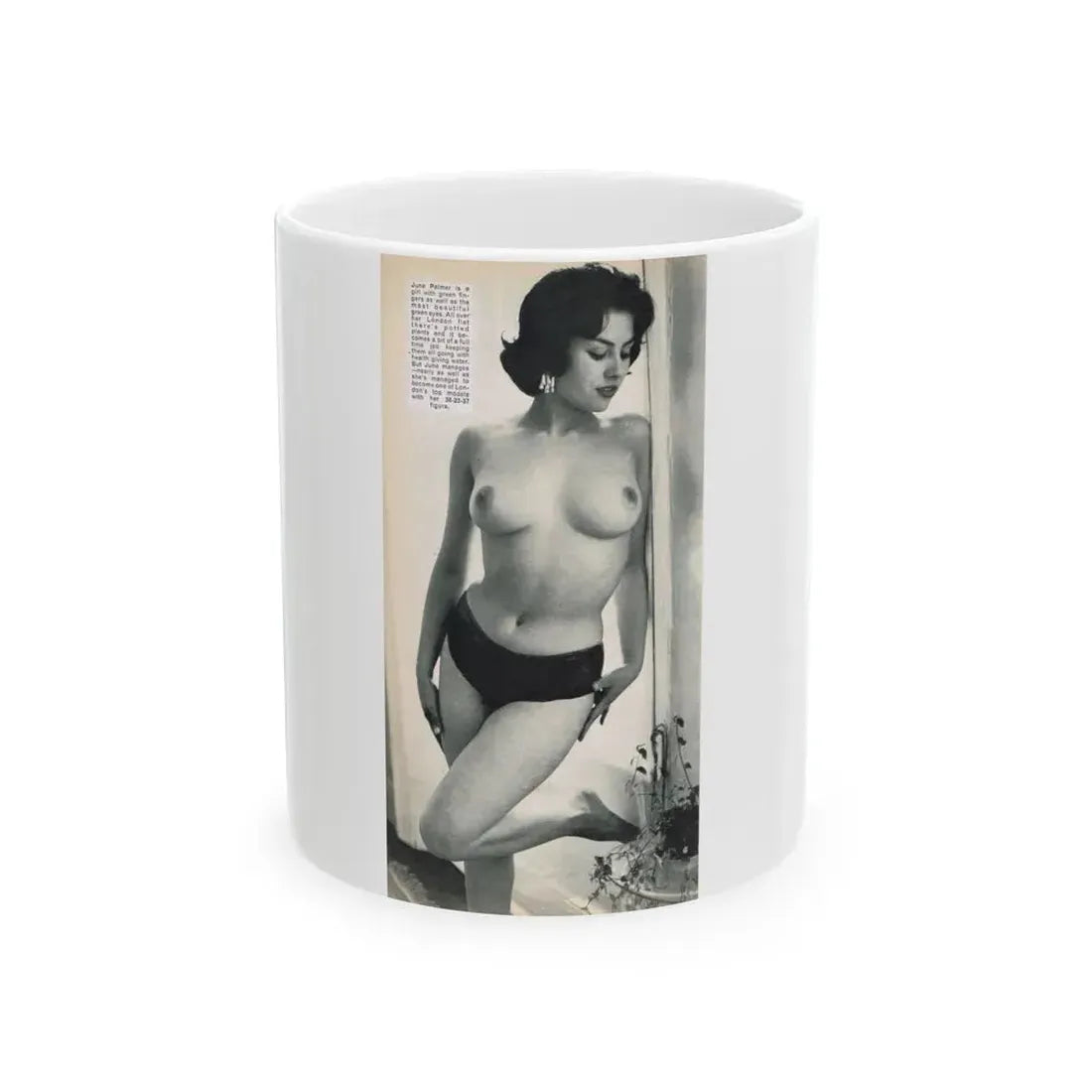 June Palmer #203 - Topless (Vintage Female Icon) White Coffee Mug 11oz - Go Mug Yourself