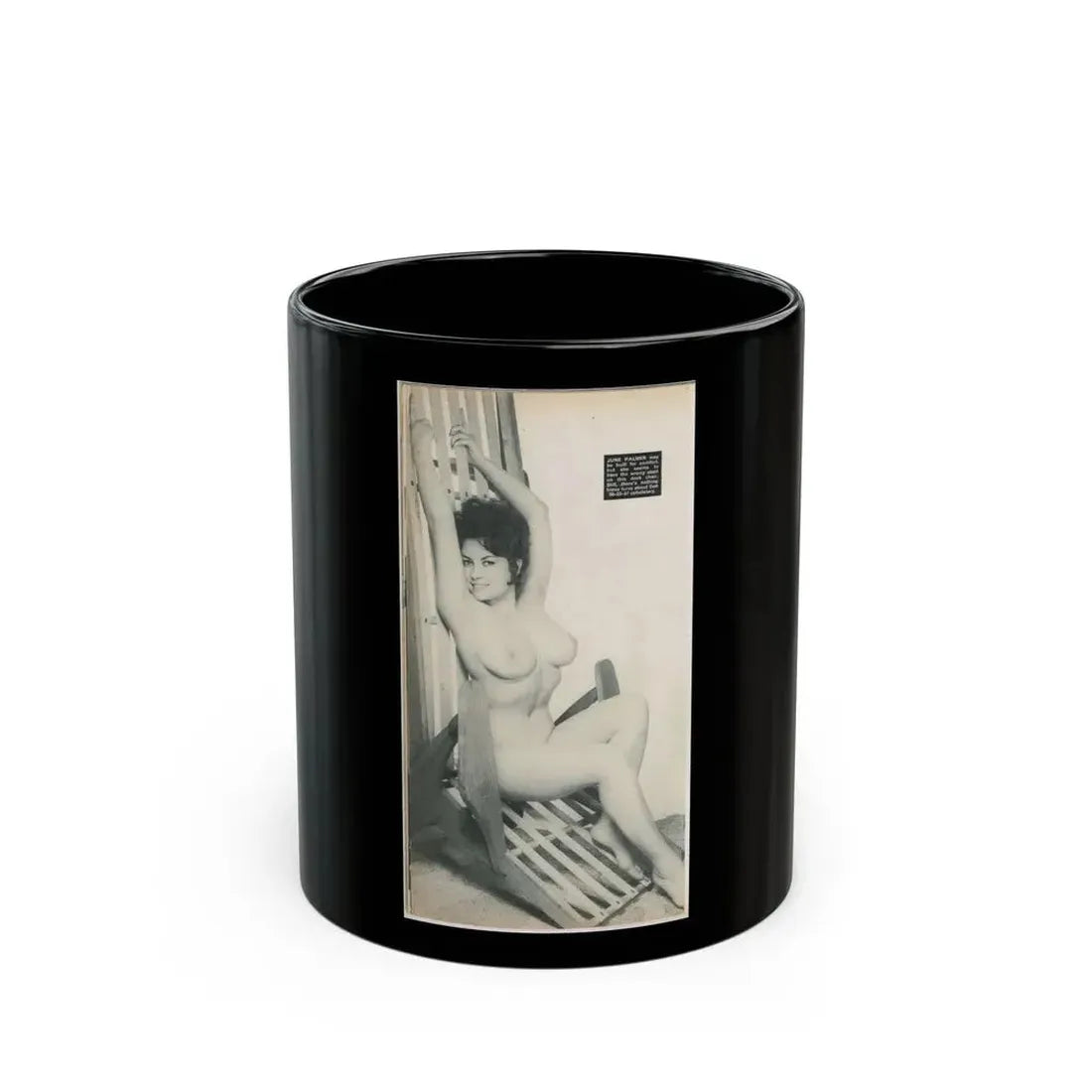 June Palmer #204 - Topless (Vintage Female Icon) Black Coffee Mug 11oz - Go Mug Yourself