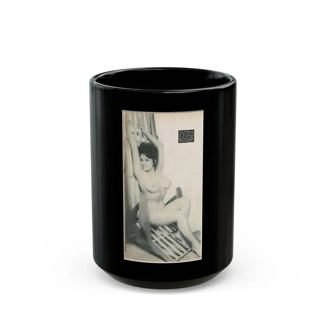 June Palmer #204 - Topless (Vintage Female Icon) Black Coffee Mug 15oz - Go Mug Yourself