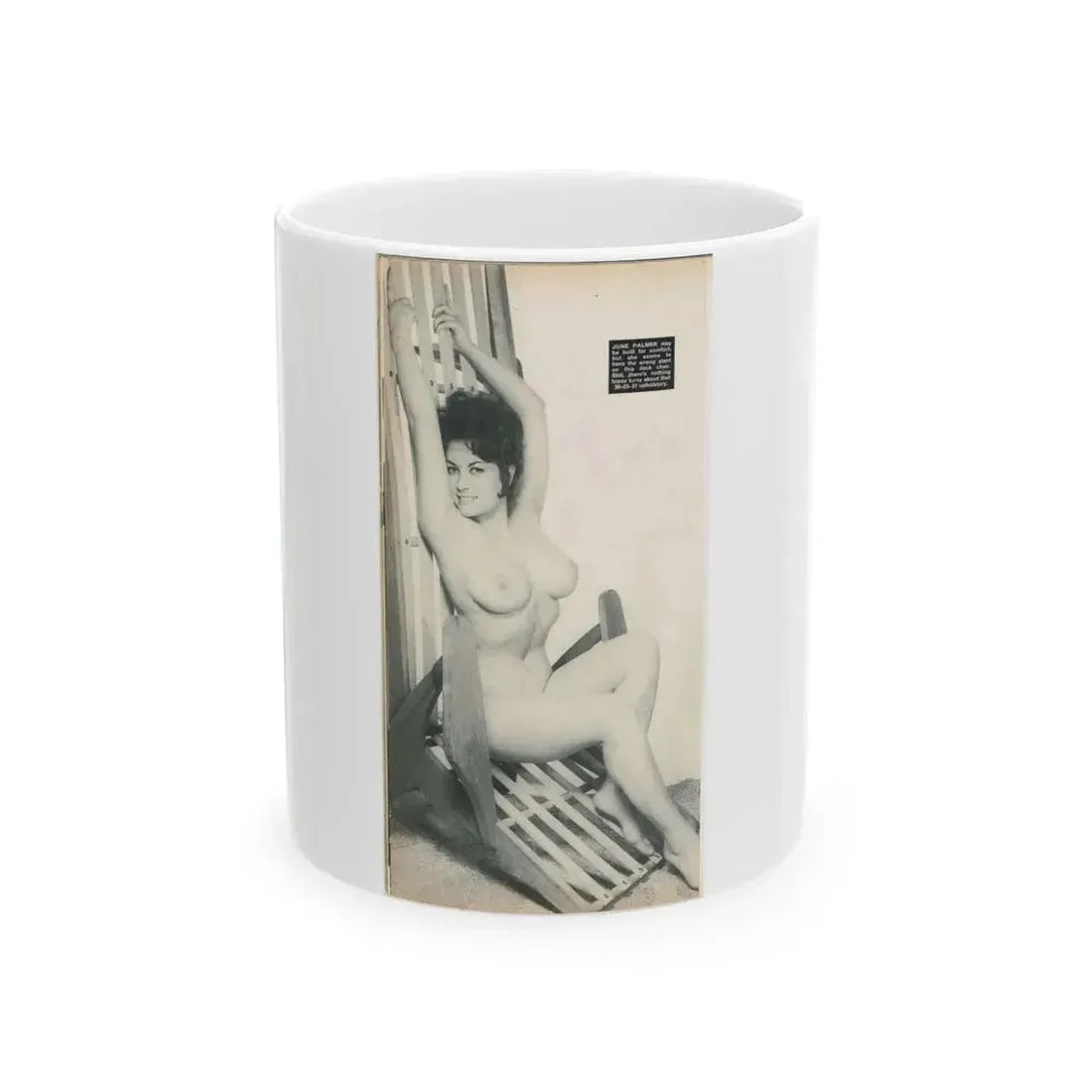 June Palmer #204 - Topless (Vintage Female Icon) White Coffee Mug 11oz - Go Mug Yourself