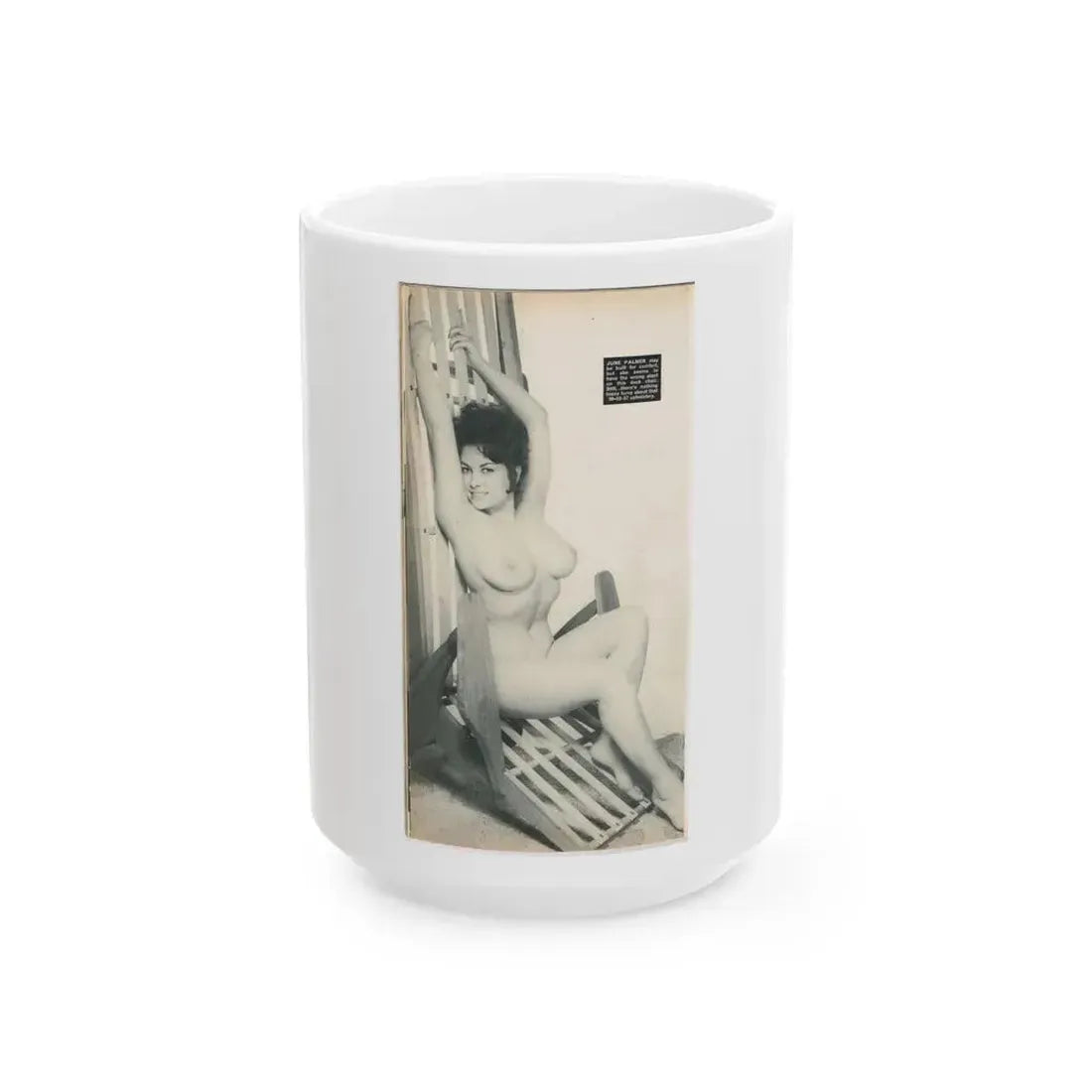 June Palmer #204 - Topless (Vintage Female Icon) White Coffee Mug 15oz - Go Mug Yourself