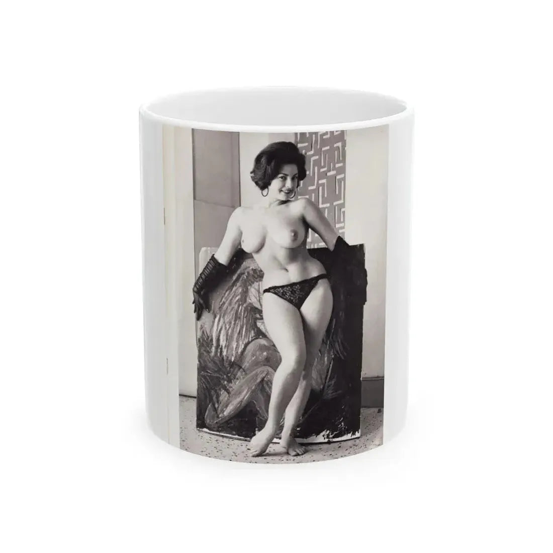 June Palmer #206 - Topless (Vintage Female Icon) White Coffee Mug 11oz - Go Mug Yourself