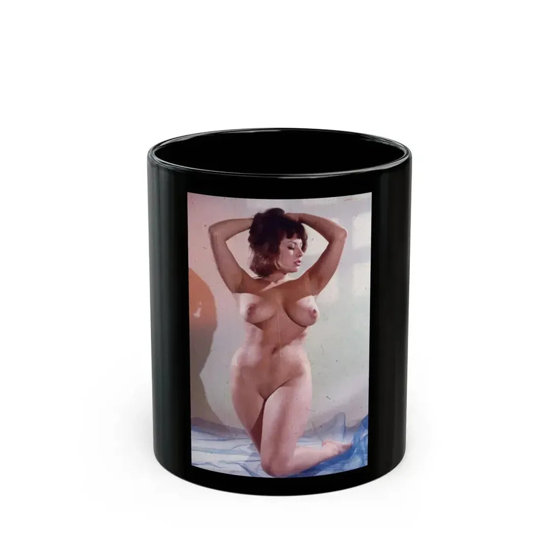 June Palmer #210 - Topless (Vintage Female Icon) Black Coffee Mug 11oz - Go Mug Yourself
