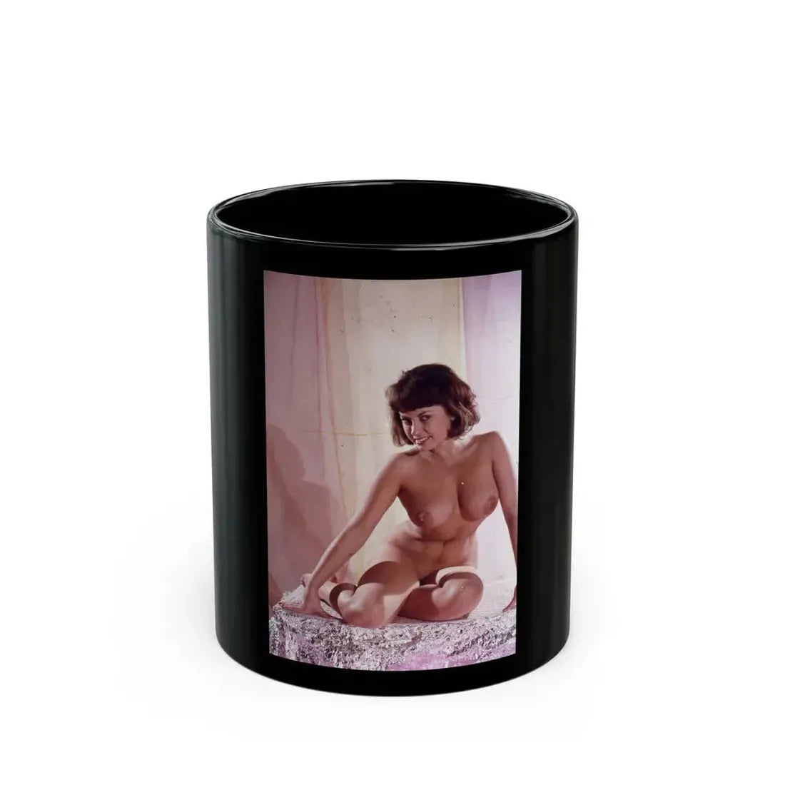 June Palmer #211 - Topless (Vintage Female Icon) Black Coffee Mug 11oz - Go Mug Yourself