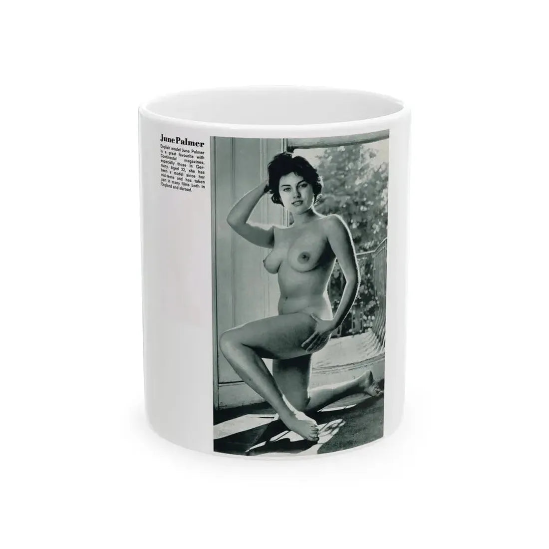 June Palmer #228 - Topless (Vintage Female Icon) White Coffee Mug 11oz - Go Mug Yourself