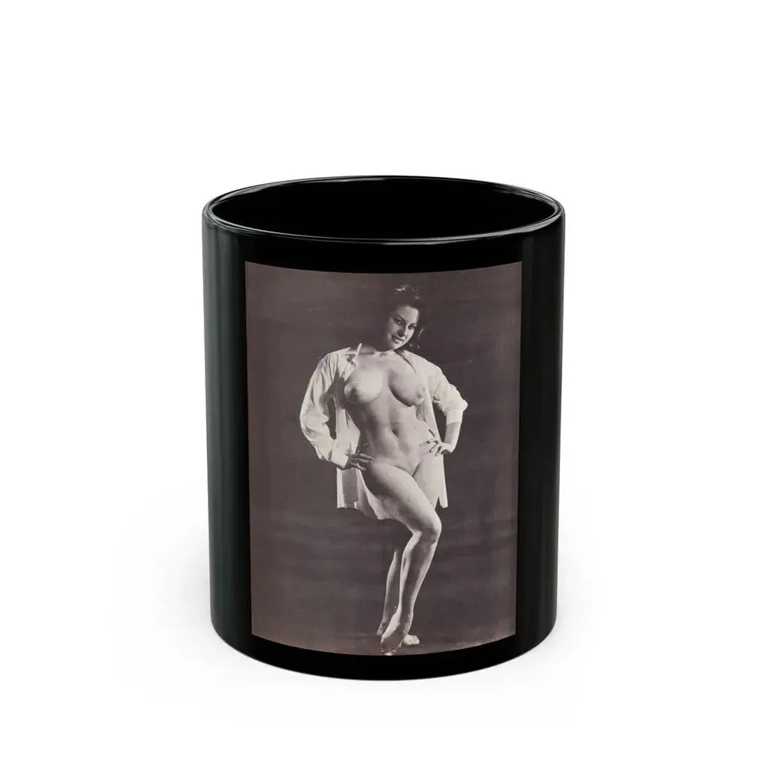 June Palmer #230 - Topless (Vintage Female Icon) Black Coffee Mug 11oz - Go Mug Yourself