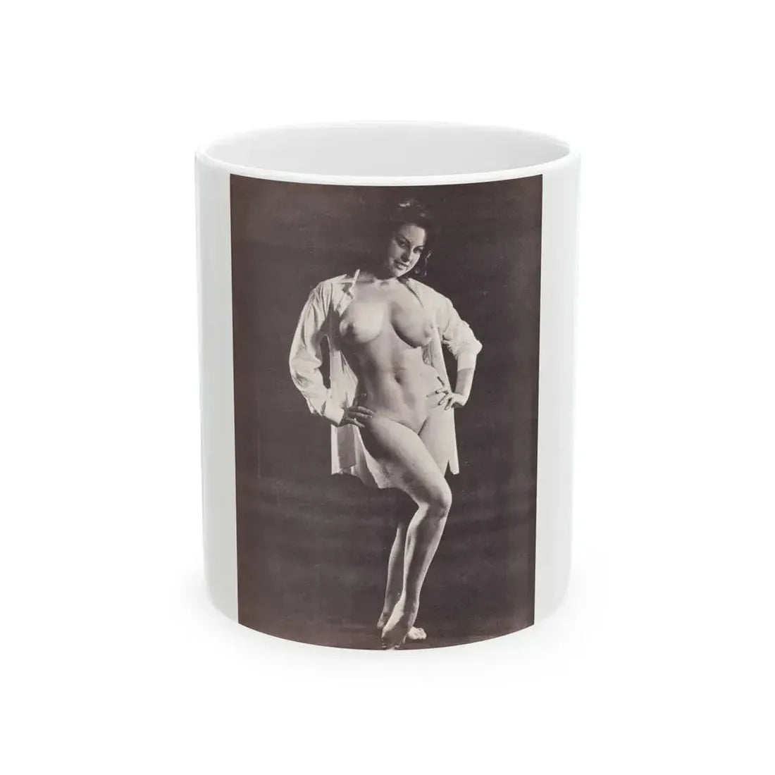 June Palmer #230 - Topless (Vintage Female Icon) White Coffee Mug 11oz - Go Mug Yourself