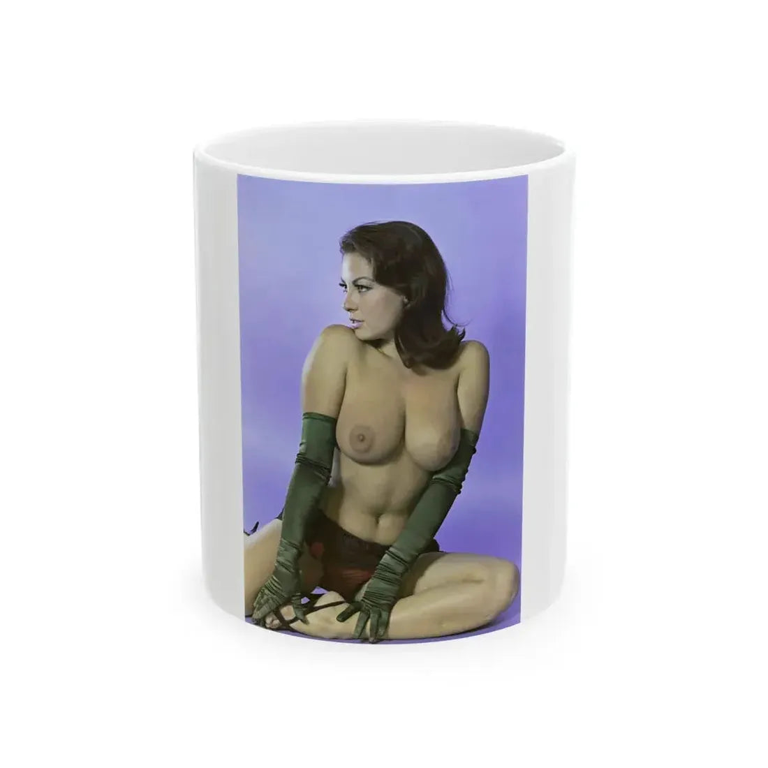 June Palmer #232 - Topless (Vintage Female Icon) White Coffee Mug 11oz - Go Mug Yourself