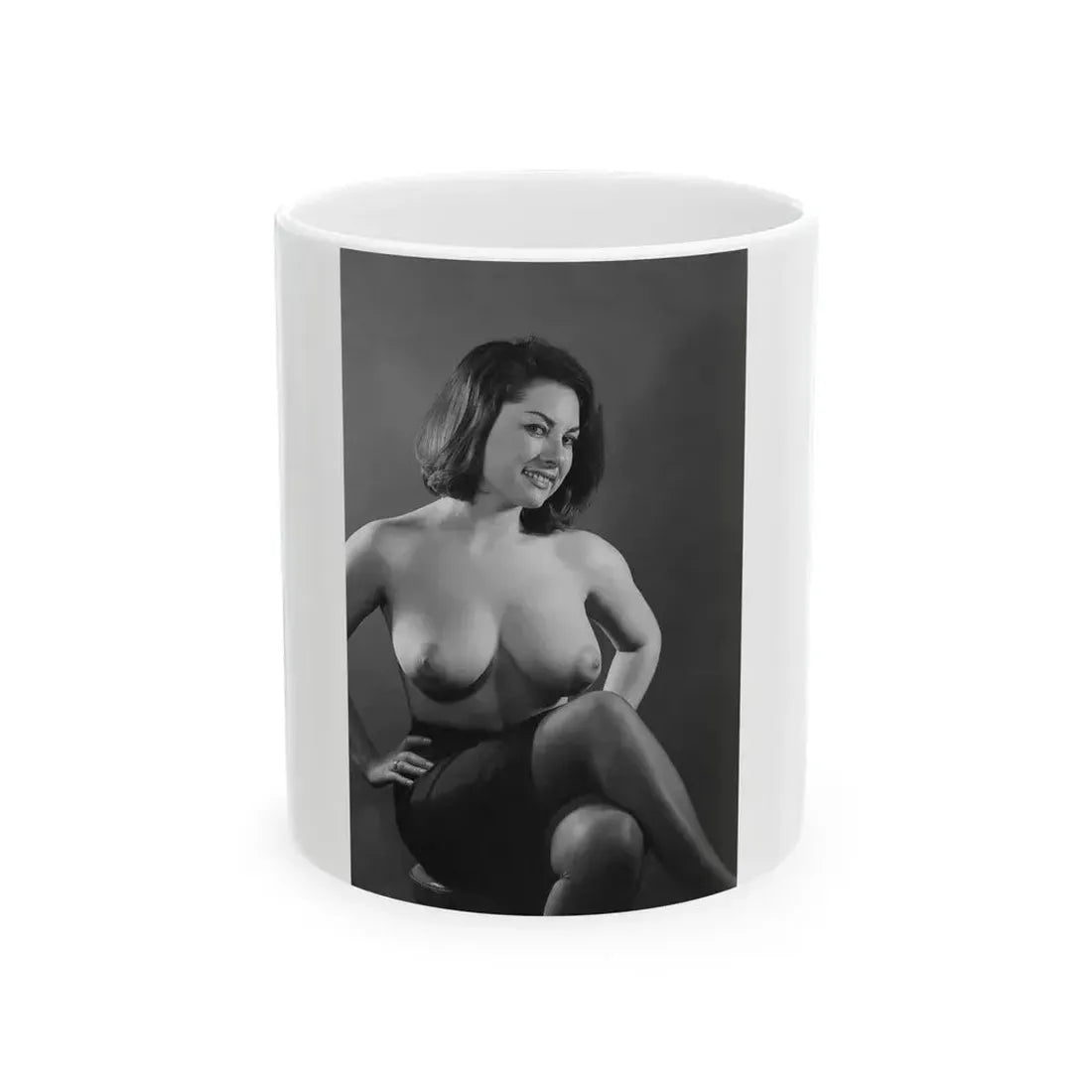 June Palmer #238 - Topless (Vintage Female Icon) White Coffee Mug 11oz - Go Mug Yourself