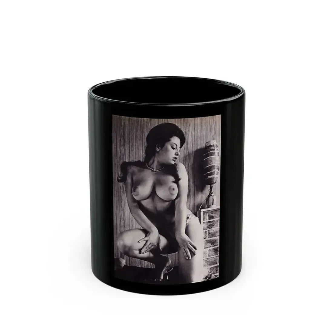 June Palmer #245 - Topless (Vintage Female Icon) Black Coffee Mug 11oz - Go Mug Yourself