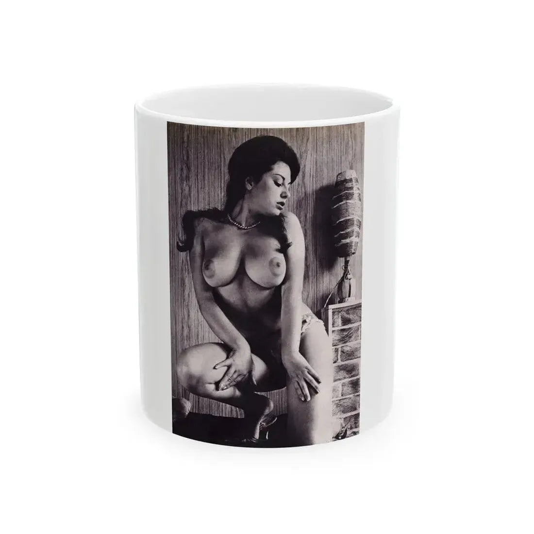 June Palmer #245 - Topless (Vintage Female Icon) White Coffee Mug 11oz - Go Mug Yourself