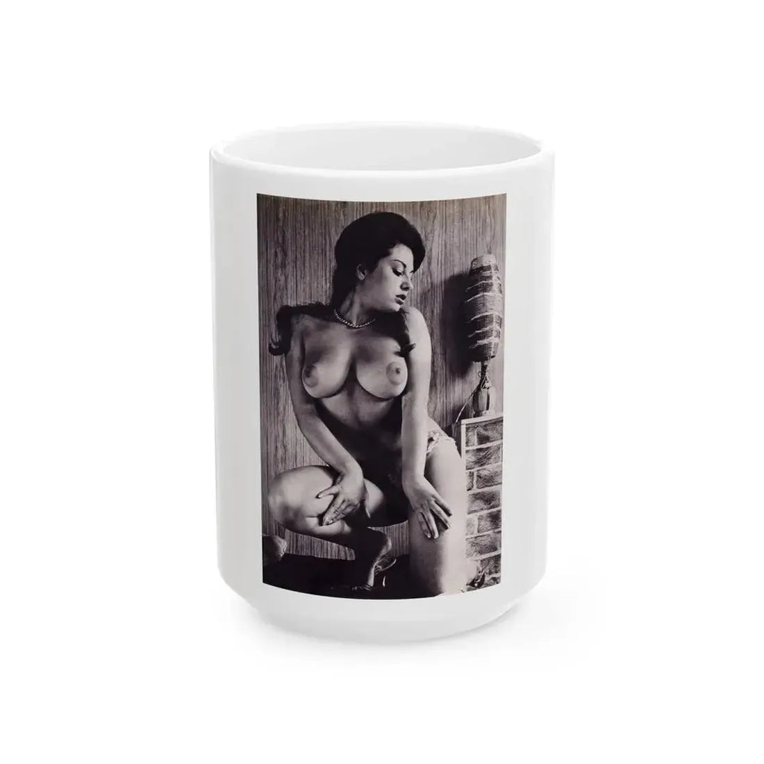 June Palmer #245 - Topless (Vintage Female Icon) White Coffee Mug 15oz - Go Mug Yourself