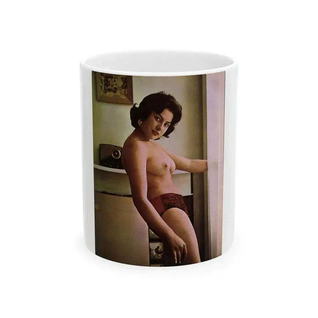 June Palmer #288 - Topless (Vintage Female Icon) White Coffee Mug 11oz - Go Mug Yourself