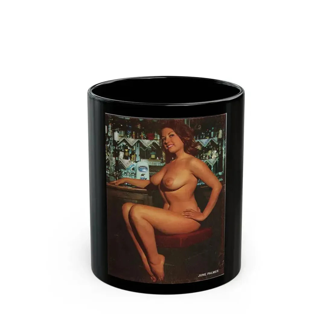 June Palmer #295 - Nude (Vintage Female Icon) Black Coffee Mug 11oz - Go Mug Yourself