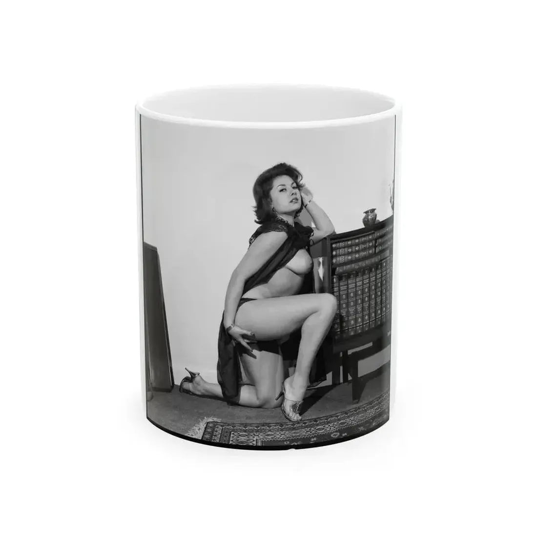 June Palmer #321 - Topless (Vintage Female Icon) White Coffee Mug 11oz - Go Mug Yourself