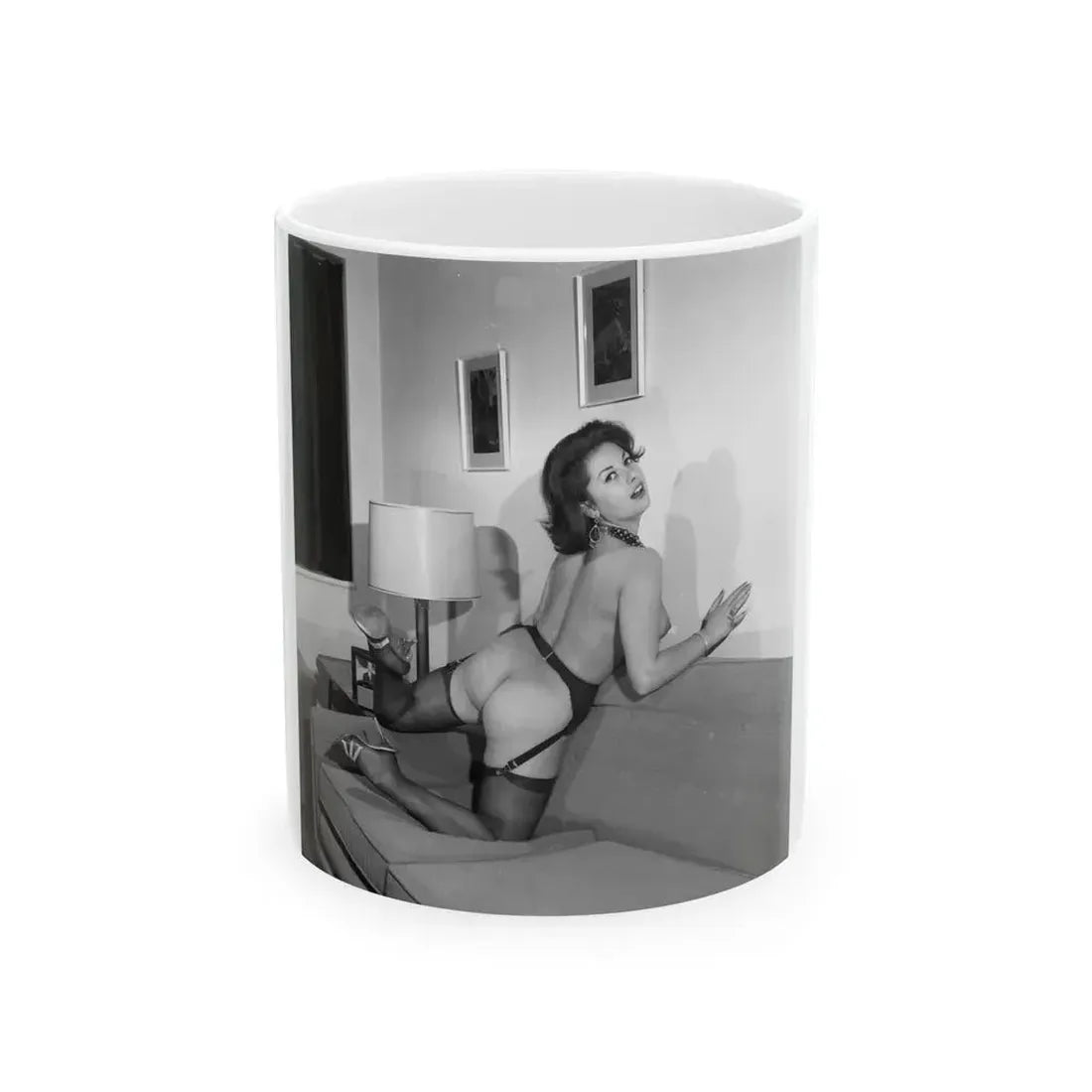 June Palmer #323 - Topless (Vintage Female Icon) White Coffee Mug 11oz - Go Mug Yourself
