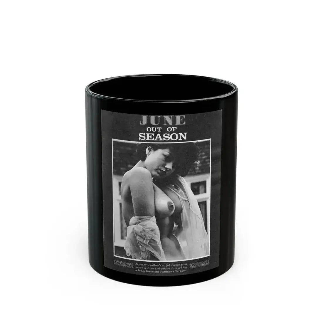 June Palmer #326 - Nude (Vintage Female Icon) Black Coffee Mug 11oz - Go Mug Yourself