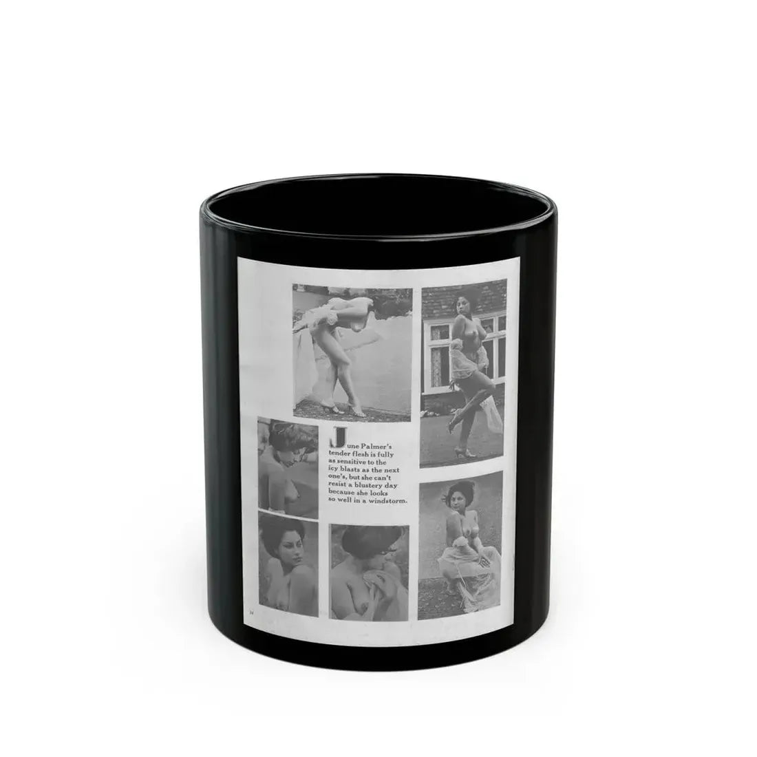 June Palmer #327 - Nude (Vintage Female Icon) Black Coffee Mug 11oz - Go Mug Yourself
