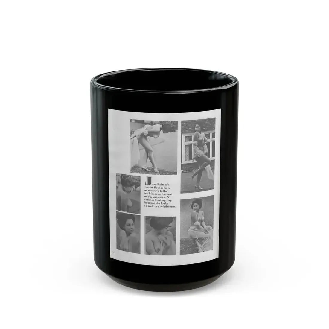 June Palmer #327 - Nude (Vintage Female Icon) Black Coffee Mug 15oz - Go Mug Yourself