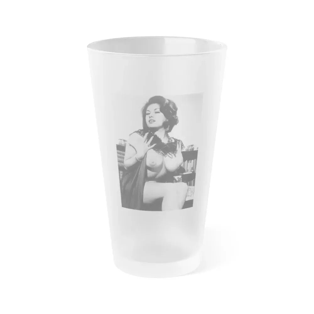 June Palmer #348 - Topless (Vintage Female Icon) Frosted Pint Glass 16oz 16oz Frosted - Go Mug Yourself